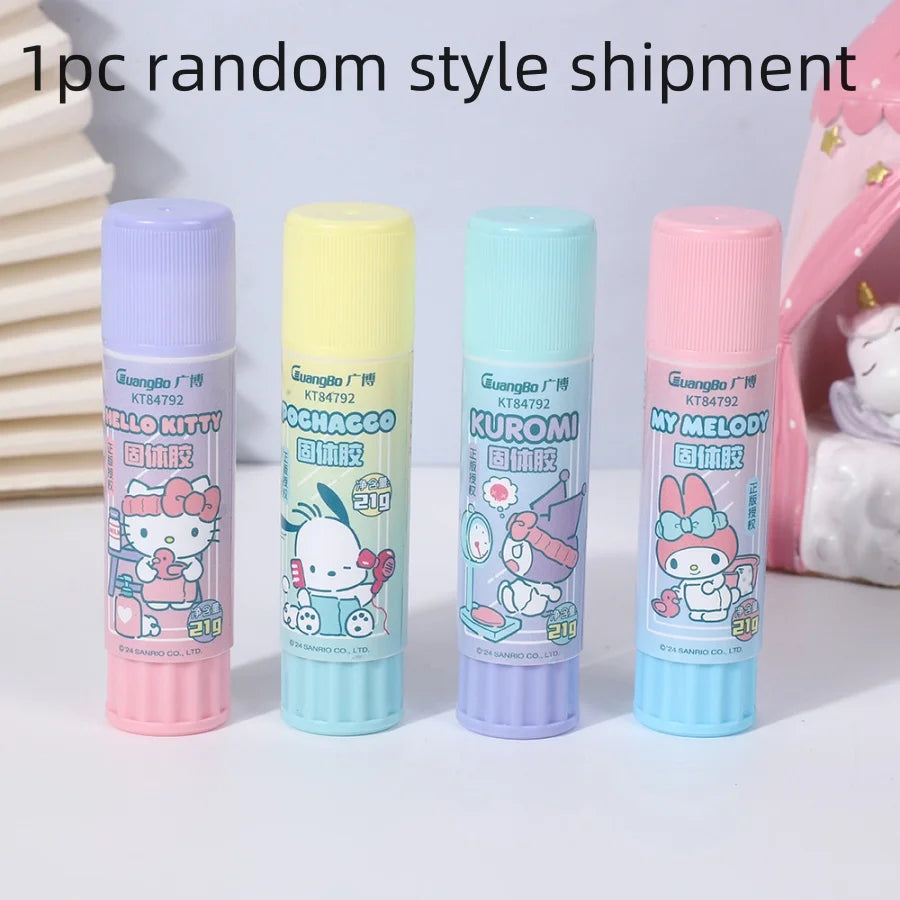 1/4pcs/set Kuromi melody Solid Glue Sticks High Viscosity Adhesive For Office & Students, White,Chrismas gift