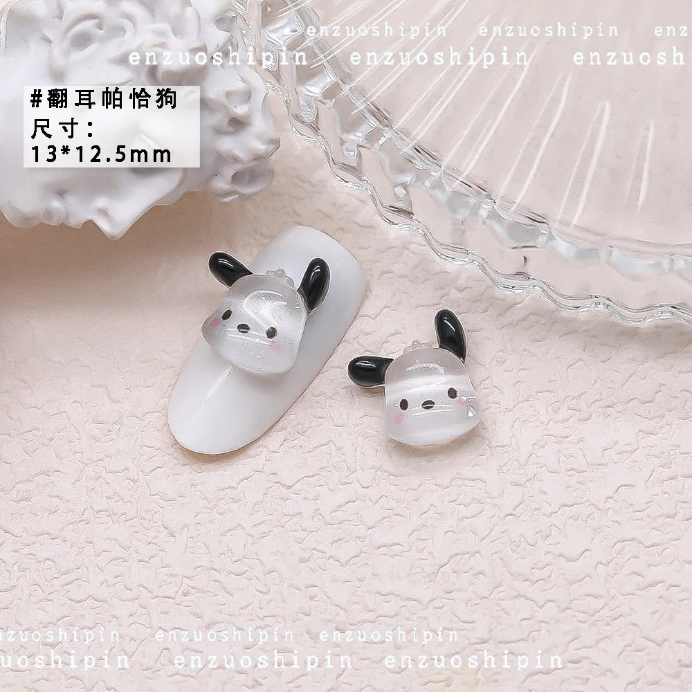 50Pcs Nail Charms Set - Oversized 3D Kuromi & Pochacco Resin Decor for Bold Kawaii Nail Art