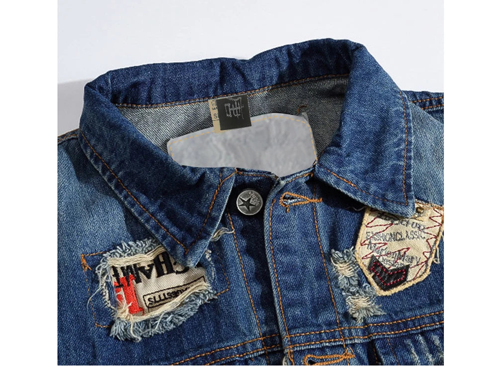 Spring Summer Men's Denim Vest Fashion Male Hip Hop Patch Hole Waistcoats Male Night Club Party Jeans Sleeveless Jacket Clothing