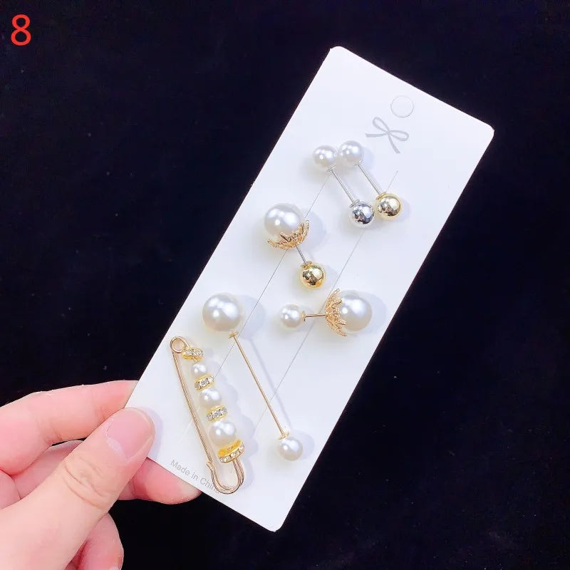 Fashion Crystal Pin Waist Buckle Fixed Strap Charm Safety Brooch Anti Fall Sweater Cardigan Clip Chain Pearls Brooches Jewelry
