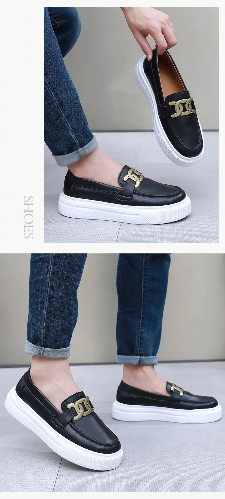 Black Loafers Shoes For Men Luxury Slip-on Shoes Men Unisex Breathable Casual Leather Shoes Man Driving Shoes Zapatos Hombre