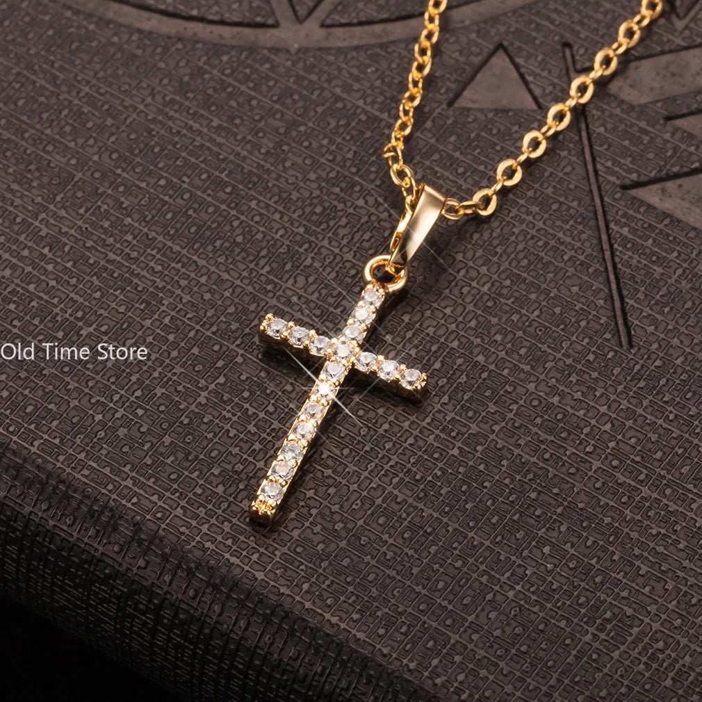 Gift Cross Necklace for Women - Gold Plated Cross Necklace Layered Small Side Necklace Women's Fashion Jewelry