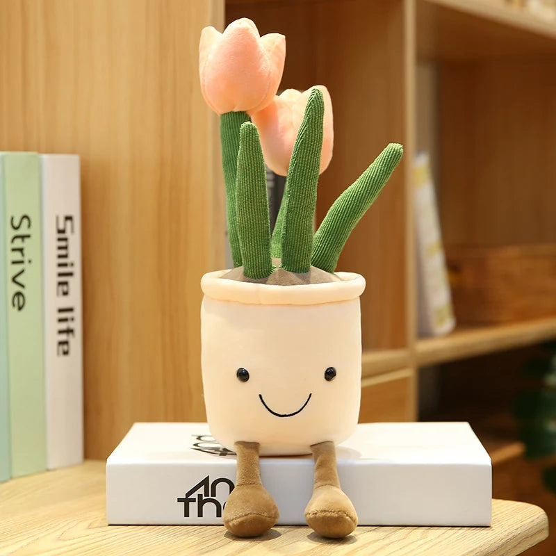 25cm シミュレーション 漫画 プラントポットシリーズ ぬいぐるみ 多肉植物 チューリップ ユリ ぬいぐるみ おもちゃ ホームデコレーション リビングルーム 寝室 女の子へのギフト