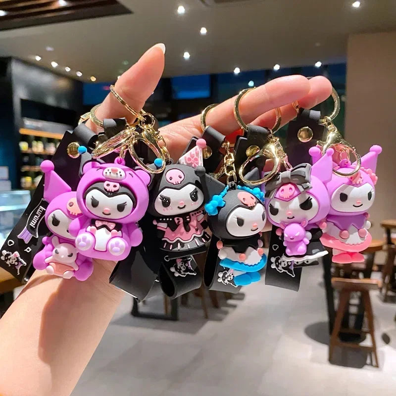 Kawaii Sanrio Hello Kitty Keychain My Melody Kuromi Cinnamoroll Pompom Purin Pendant Keyring Cute Littletwinstars Keychains Toys