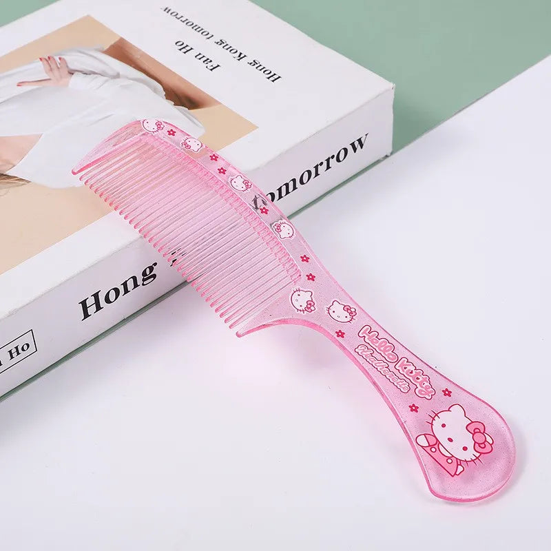 Hello Kitty Comb Dense Tooth Comb Sanrio Heart Transparent Portable Makeup Cute Comb Comb Hair Cartoon Girl Smooth Hair Comb