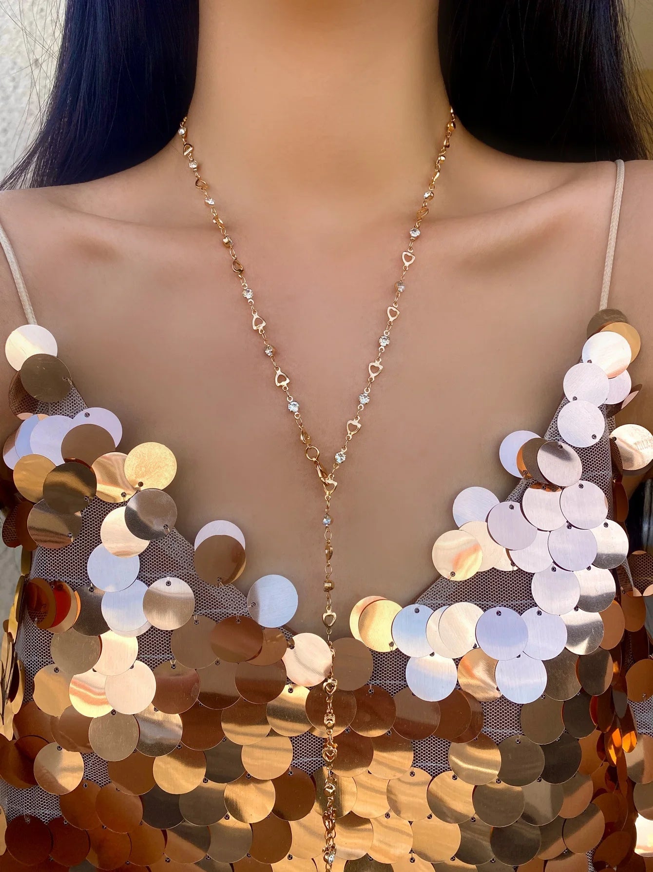 Bohemian Long Y-Shaped Necklaces for Women Y2K Metal Clavicle Chain Gold Color Choker Holiday Party Jewelry Necklace Gift Collar