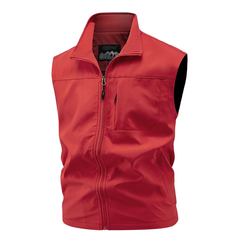 Men Outdoor Cargo Breathable Sleeveless Vest Mens Tactic Casual Fish Vests Coats Man Pockets Sport Loose Cardigan Vest Waistcoat