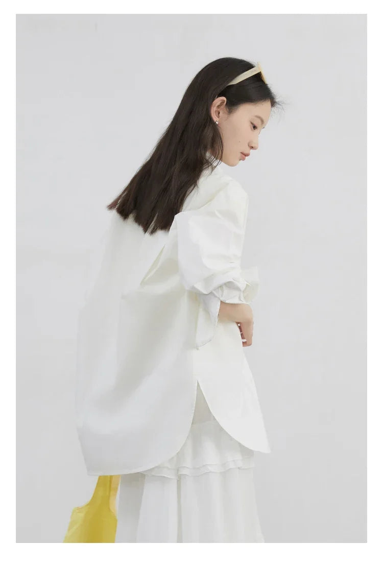 CHIC VEN Women Shirts Solid Long Sleeve Loose Single Breasted Female Blouses Woman Cotton Spring Summer 2025 Clothing