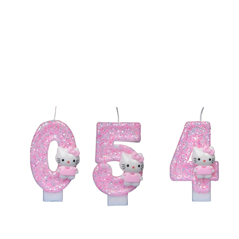 Sanrio Cute Hello Kitty Fun Digital Candles Creative Kawaii Cartoon Pattern Party Decoration Supplies Birthday Cake Accessories