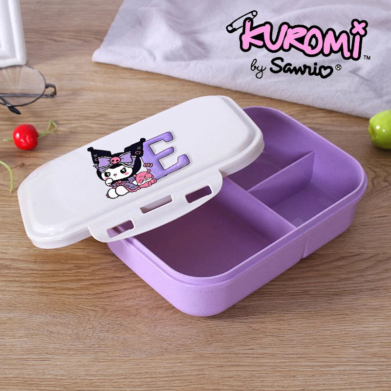 Kuromi 26 Letters Lunch Box Kawaii Girl Portable Bento Rice Boxs Student Hermetic Food Crisper Single Layer Capacity Kids Gift