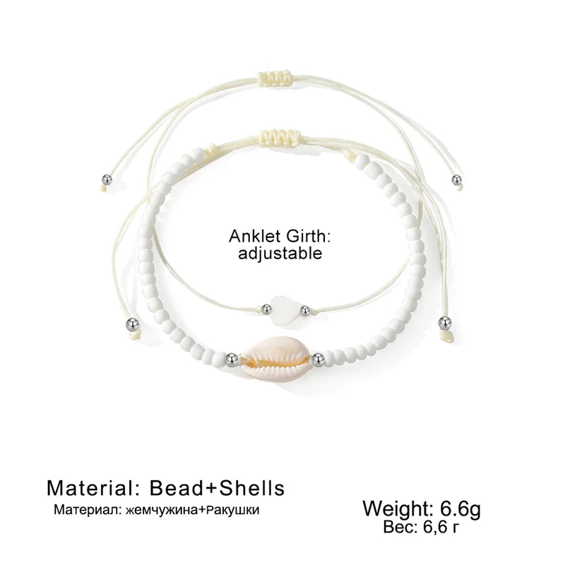 Bohemia Natural Shell Anklets for Women Foot Jewelry Summer Beach Barefoot Bracelet Ankle on Leg Chian Ankle Strap Accessories