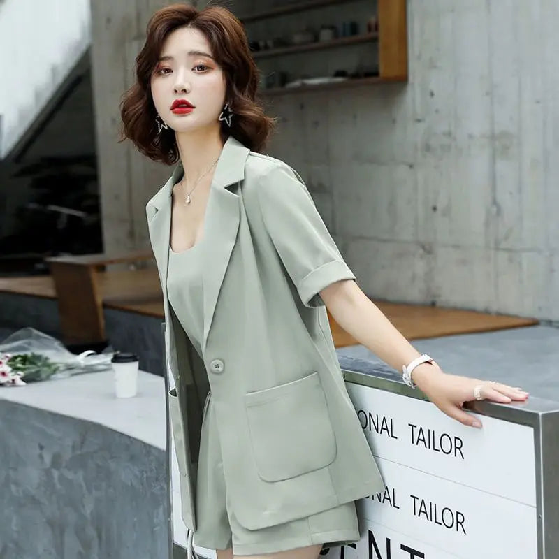 Set of Two Fashion Pieces for Women New In 2 Piece Outfits 2024 Summer Shorts Blazer Suits Elegant Cheap Women's Matching Sets