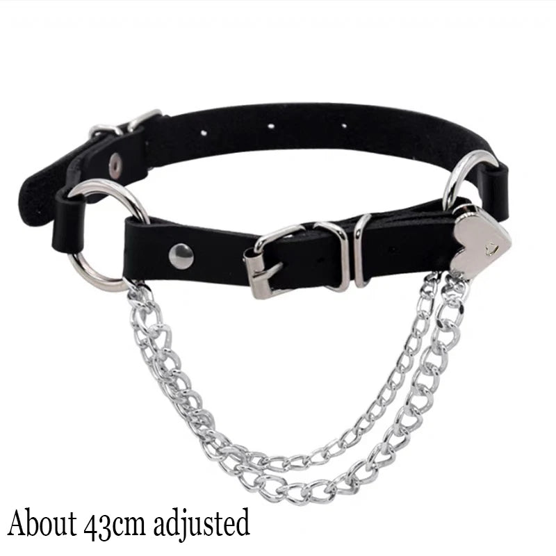 Woman Black Bat Punk Choker Collar Necklace Sexy PU Leather Heart Lock Key Spike Gothic Cosplay Accessories Party Jewelry New