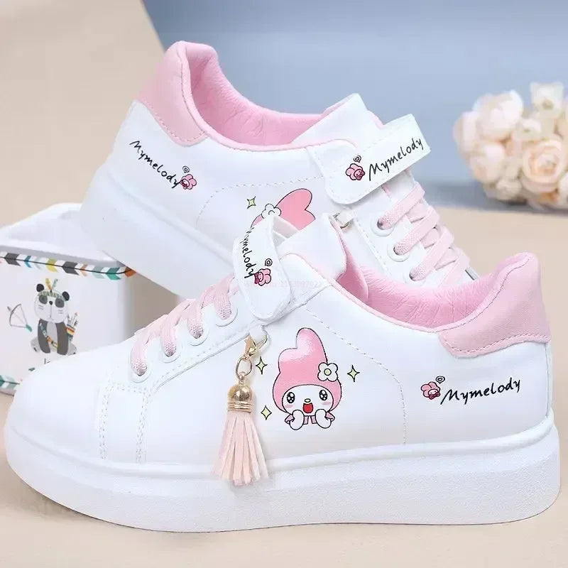 Sanrio Kuromi Cinnamoroll Children Shoes Kawaii Girl Heart Cute Anime Cartoon MyMelody Sneakers Soft Bottom Anti-slip Gift Kid