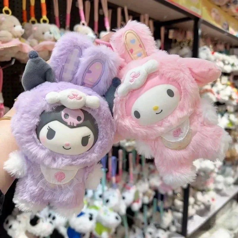 Sanrio Plush Fairy Rabbit Baby Series Cute Collectible Figurine Melody Kuromi Hellokitty Cinnamoroll Anime Doll Toys Gifts