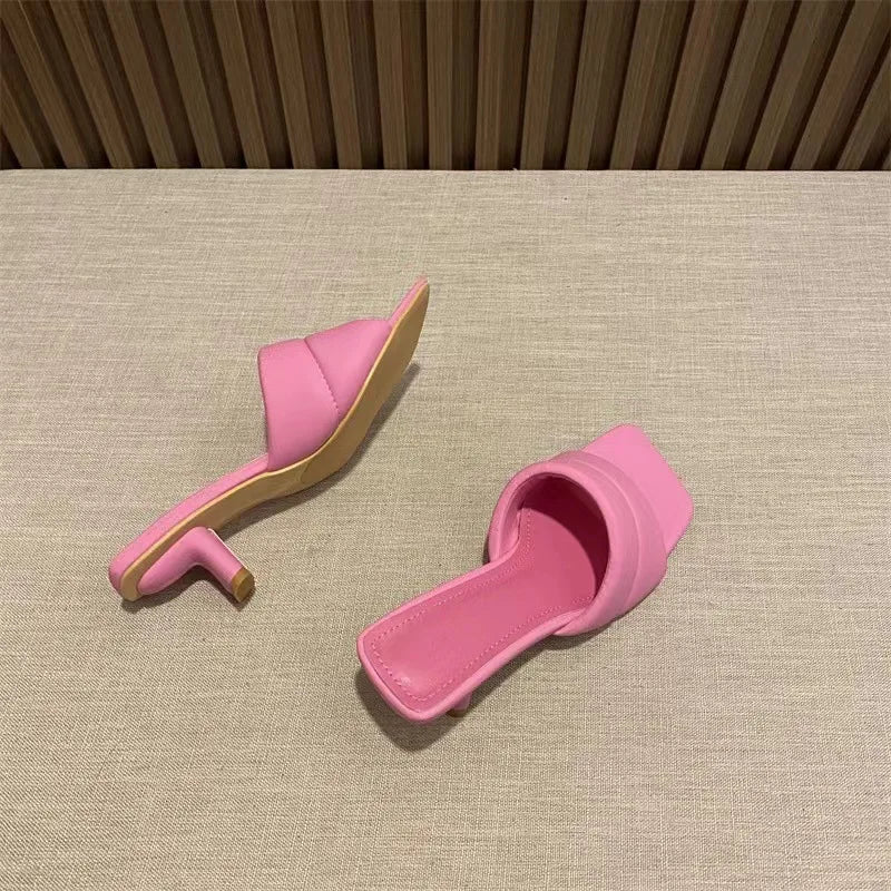 Women's Slippers New Women's Summer Wear Fashion Open-toed Square Flip-flops Women's High Heels Sandals Women zapatos de mujer