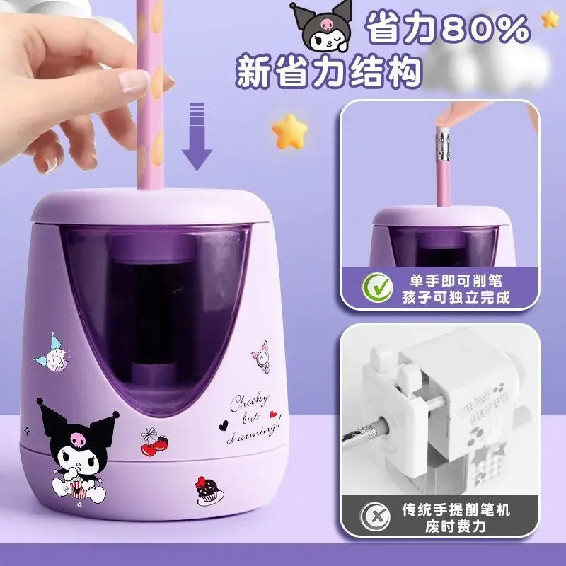 Sanrio kuromi cartoon automatic pencil sharpener children's cute electric pencil sharpener rechargeable stationery Kawaii gift