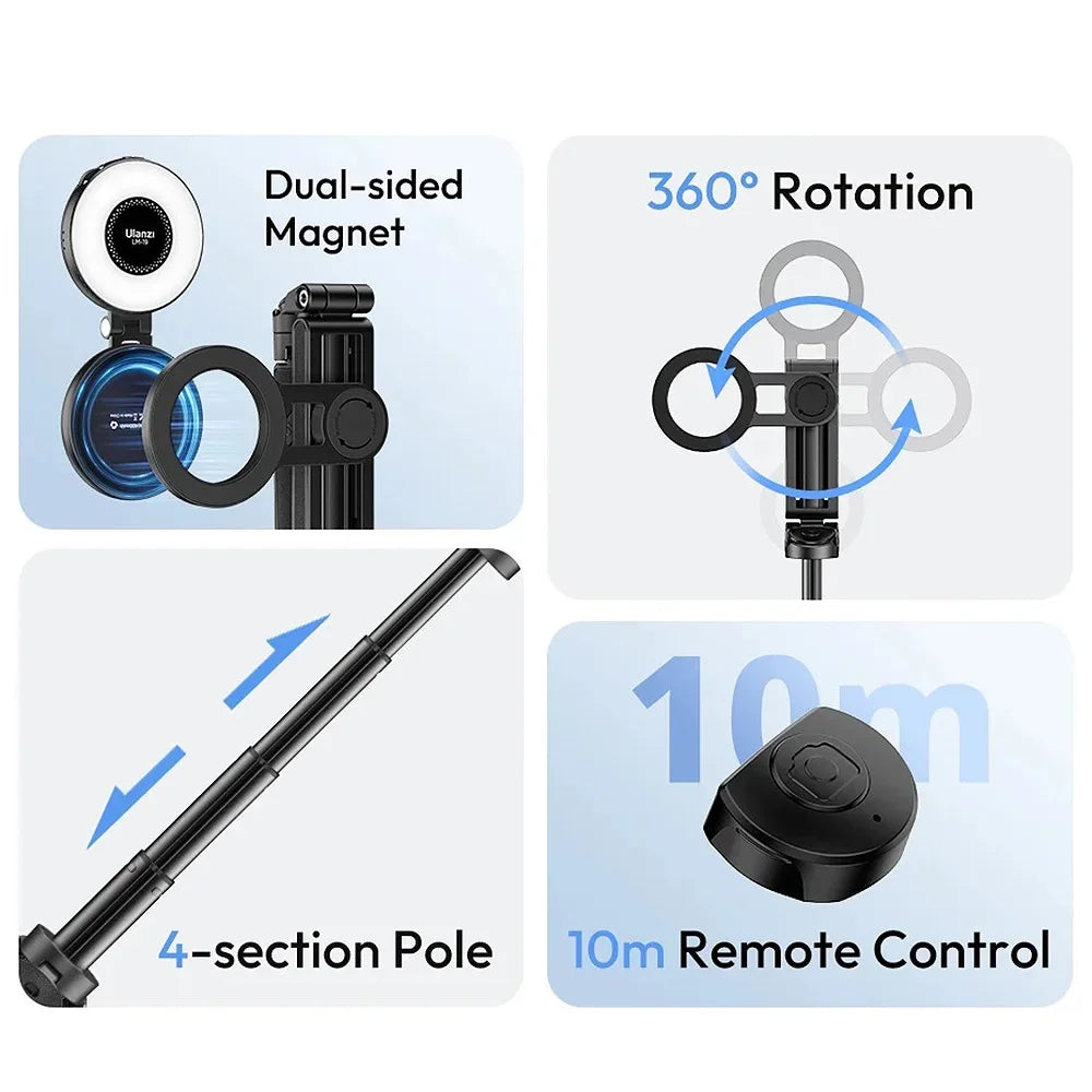 Magesafe Phone Grip Tripod Selfie Stick Magnetic Phone Tripod Wireless Bluetooth With Remote For iPhone Android Universal All