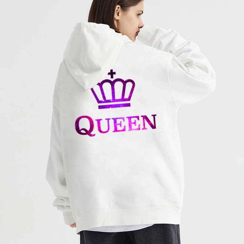Couple Hoodies King Queen Printed Sweatshirt Starry Sky Style Lovers Sudaderas Fashion Long Sleeve Women Men Hoodies Tracksuits
