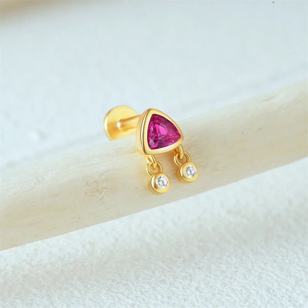 Aide 925 Sterling Silver 1pc Geometry Multi Piercing Stud Earrings For Women K Gold Simple Elegant Tassel Jewelry Gift Pendiente