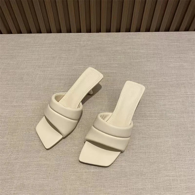 Women's Slippers New Women's Summer Wear Fashion Open-toed Square Flip-flops Women's High Heels Sandals Women zapatos de mujer