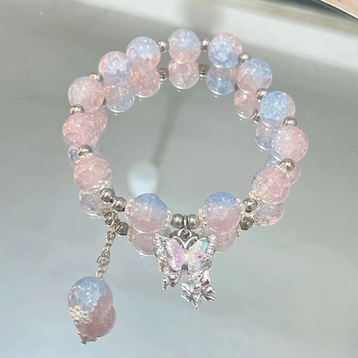 2024 New Trendy Red Beaded Chain Bracelet for Women Simple Hollow Butterfly Pendant Bracelets Jewelry Gifts Accessories