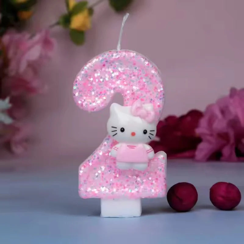 Sanrio Cute Hello Kitty Fun Digital Candles Creative Kawaii Cartoon Pattern Party Decoration Supplies Birthday Cake Accessories