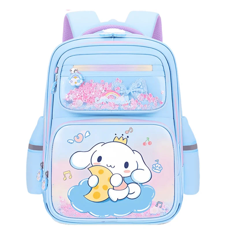 New Kuromi 2-Wheel Trolley School Bag Girls Cartoon Melody Backpack Load-Reducing Large Capacity 6-Wheel Trolley Backpack