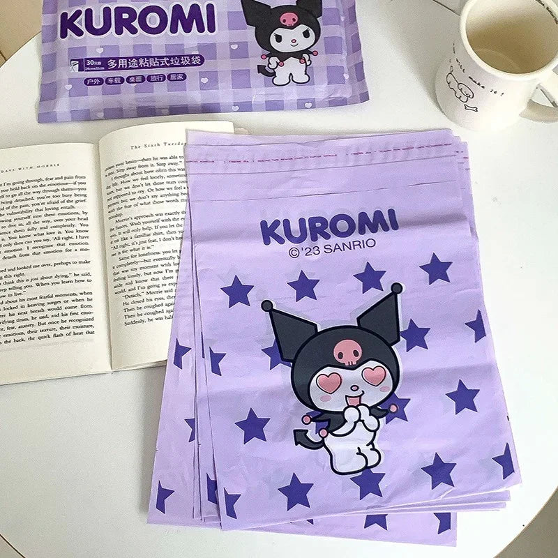 Sanrio Multi purpose Adhesive Garbage Bag Hello Kitty Cinnamoroll Portable Household Dormitory Desktop Disposable Sanitary Bag