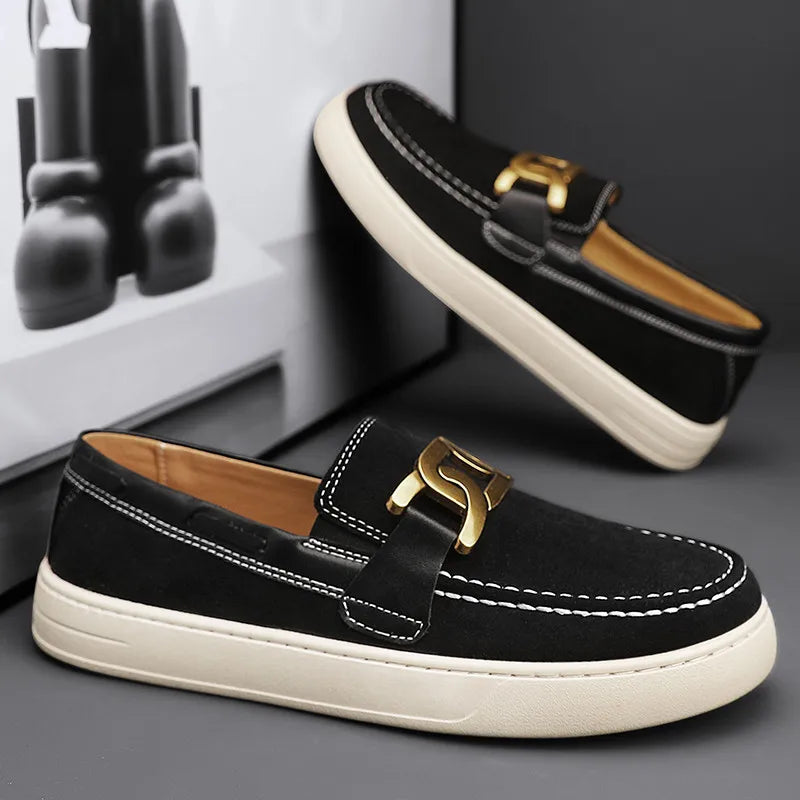Black Loafers Shoes For Men Luxury Slip-on Shoes Men Unisex Breathable Casual Leather Shoes Man Driving Shoes Zapatos Hombre