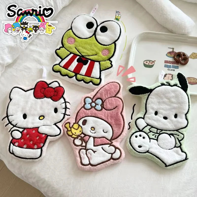 Hello Kitty Coral Fleece Hand Towel Melody Pom Pom Purin Quick Drying Water Absorbent Soft Bathroom Kitchen Towel KidGift