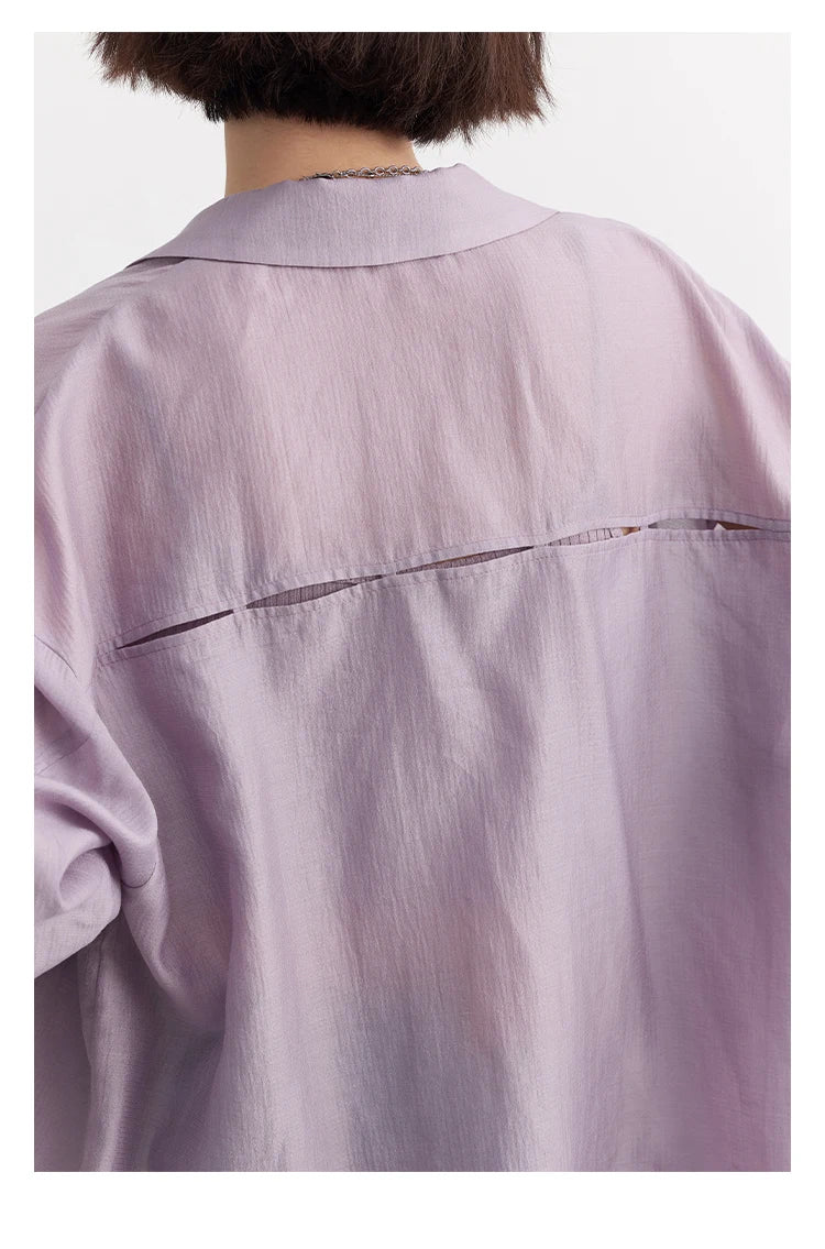 CHIC VEN Women Thin Shirt Long Sleeve Casual Loose Slightly Transparent Cool Blouses Woman Solid Design Female Top Summer 2024