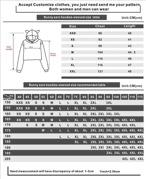 New Anime Kamado Nezuko Printing Cat Ear Hoodies Women Girls Fashion Streetwear Hoodies Sweatshirts Crop Top Pullover