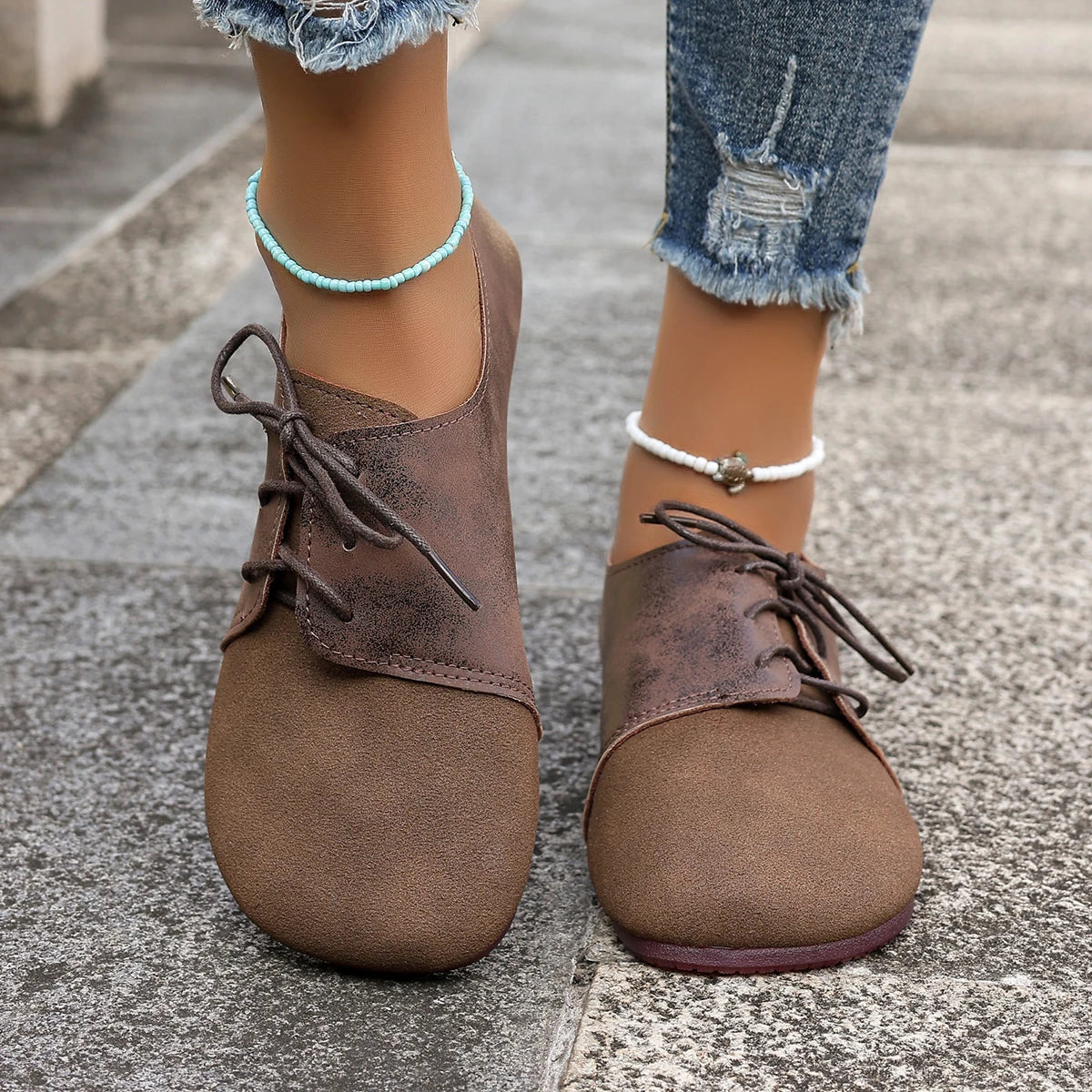 Woman Flats Shoes Loafers Fashion Casual Sports Sneakers Trend Brand Women's Fashion Dress Shoes New Lace Up Femme Zapatos