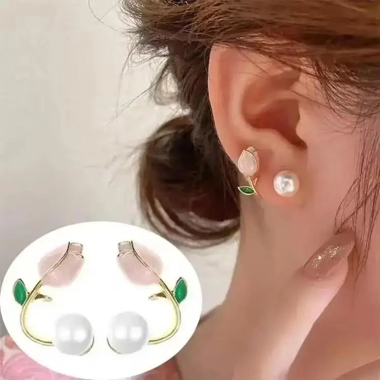 925 Silver Needle Hollow Crystal Swan Earrings For Women Korean Jewelry 2025 Trending New Luxury Animal Pearl Stud Earrings Gift