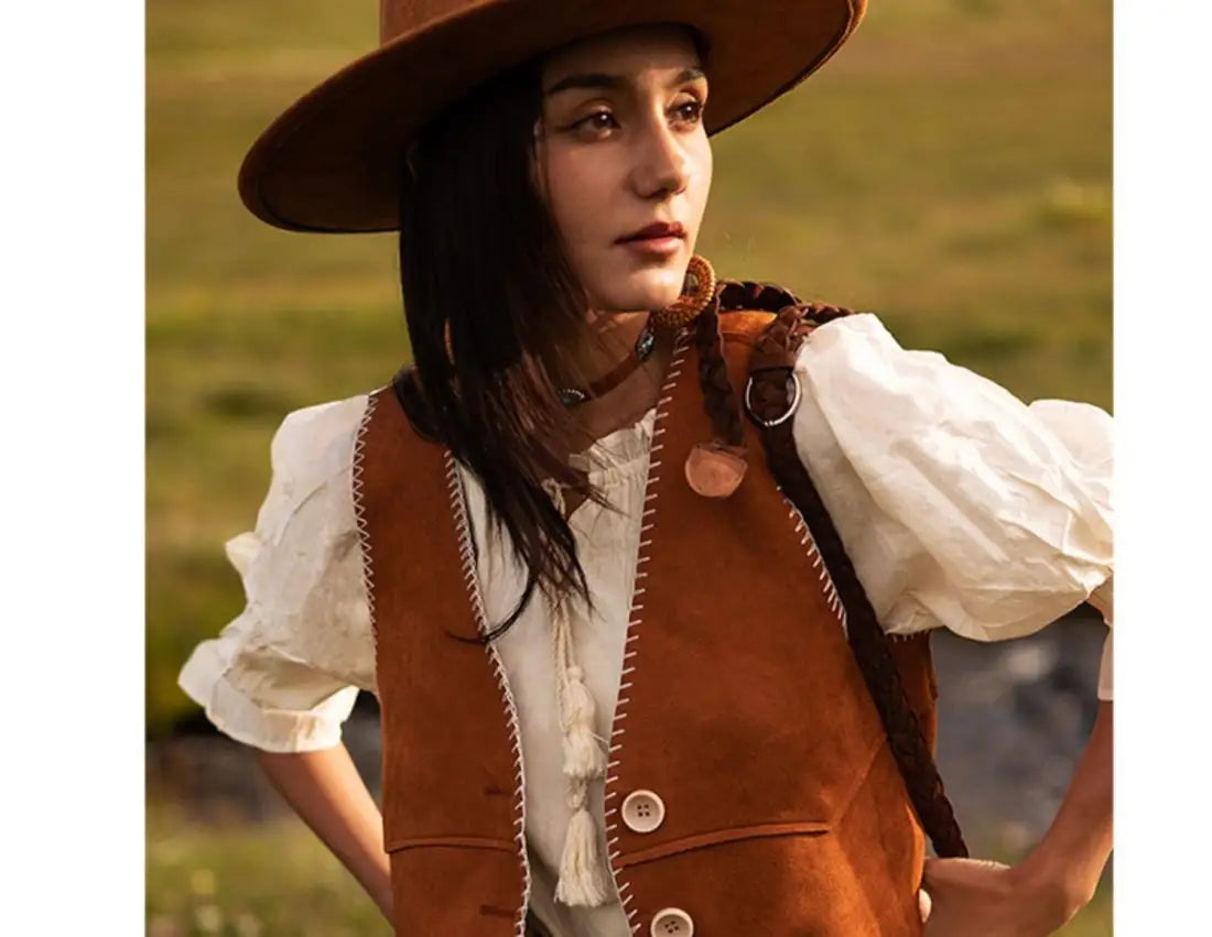 Fashion Women's Brown Button Vest Waistcoat