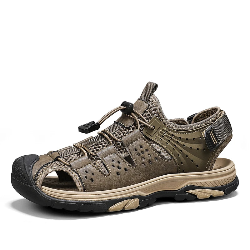 Men's Sport Sandals Handmade Genuine Leather Sandals for Men Summer Outdoor Anti-collision Comfortable Casual Beach Sandals