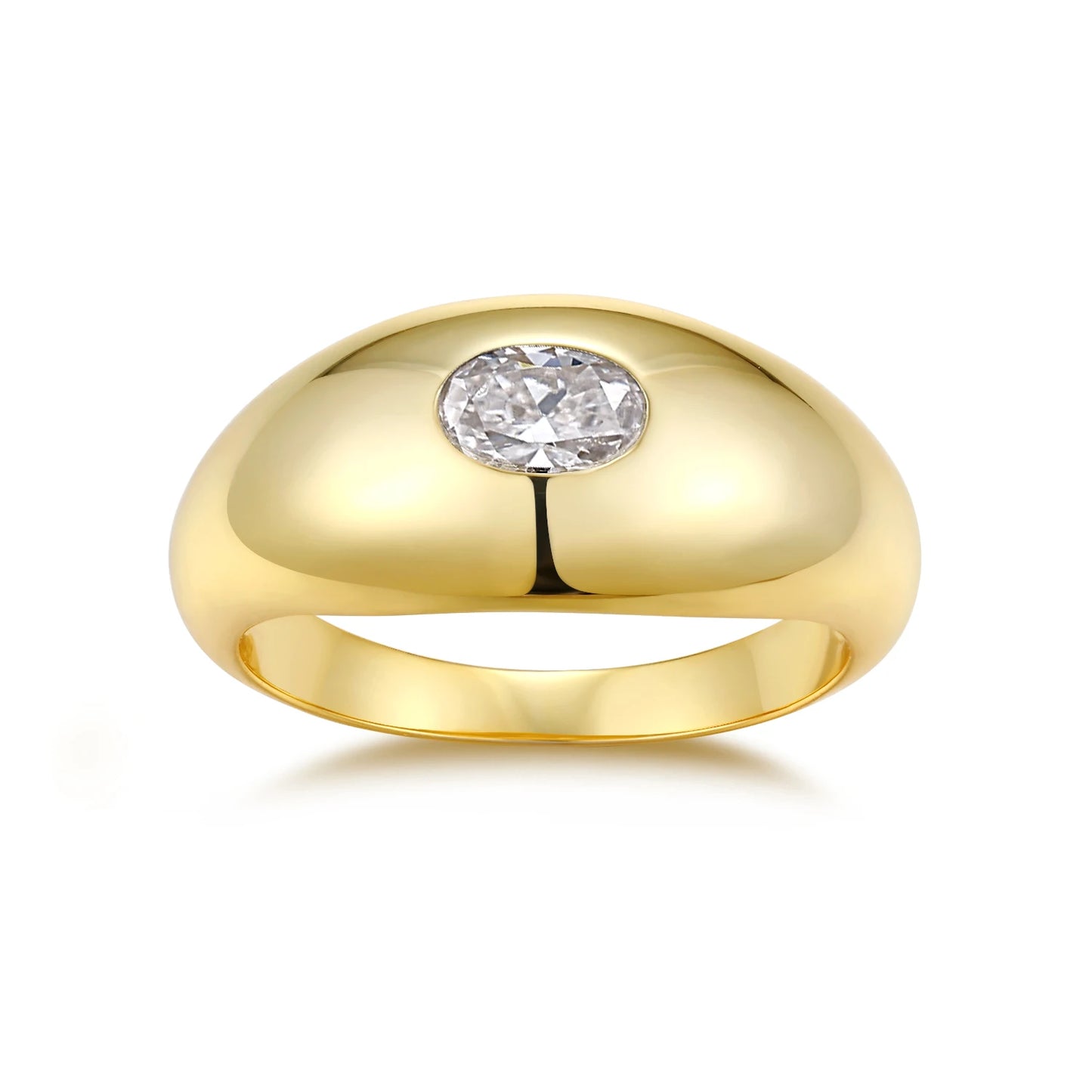 JIUZUAN Christmas Gift Moissanite Ring, 18K Gold Plated S925 Silver, Unique Oval Design, Hypoallergenic Jewelry for Women