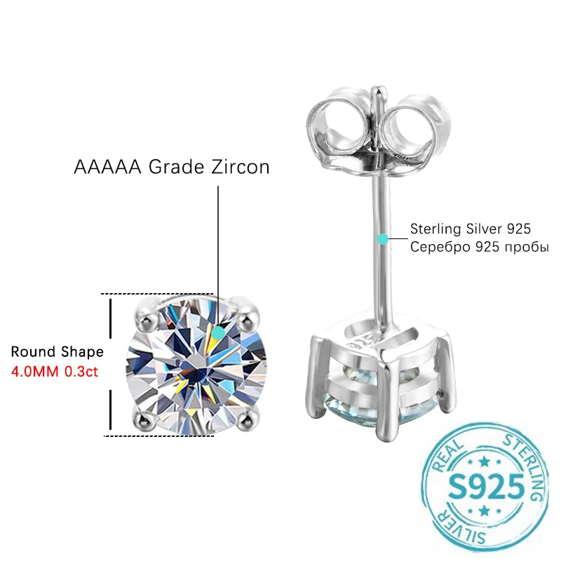 ALIZERO 2.0ct 8mm D Color Moissanite Earrings For Women Lab Grown Diamond Ear Studs 100% 925 Sterling Silver Fine Jewelry