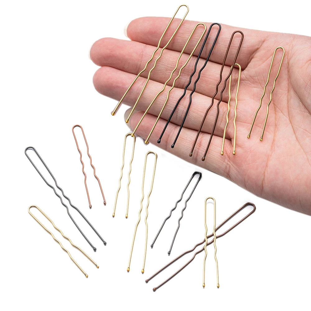 50pcs 50/60/70mm Hair Pin And Clips U Shape For Headpiece Women Girls Hairpins Accessories Bride Wedding Head Jewelry Decoration