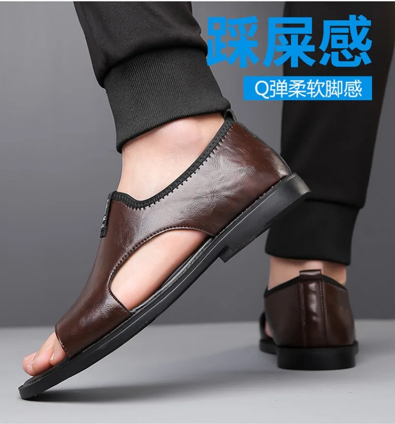 Sandals for Men Fashion Hollow Out Casual Shoes Soft Sole Comfort Beach Shoes for Men New Leather Flat Sandal Designer Sandalias