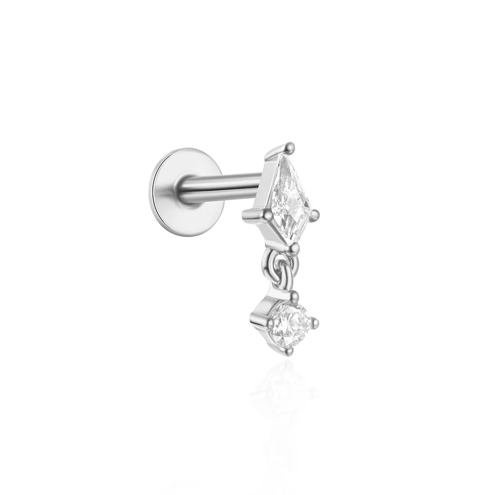 Aide 925 Sterling Silver 1pc Geometry Multi Piercing Stud Earrings For Women K Gold Simple Elegant Tassel Jewelry Gift Pendiente