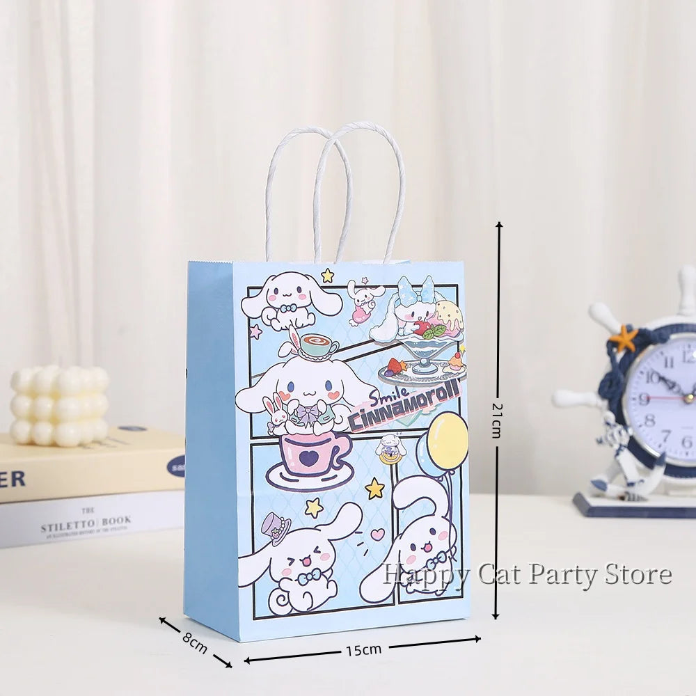 Cinnamoroll Paper Gift Bags Birthday Decor Kuromi Candy Bag Hello Kitty Biscuit Package boys Girls Favors Gifts Party Supplies