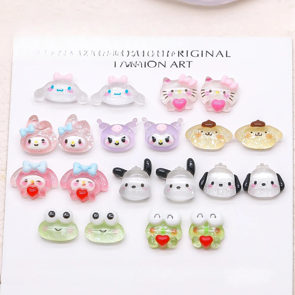 50Pcs Nail Charms Set - Oversized 3D Kuromi & Pochacco Resin Decor for Bold Kawaii Nail Art