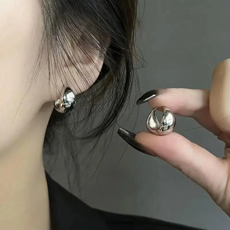 925 Silver Needle Korean Big Elegant Earrings For Woman Metal Jewelry 2025 Trending Vintage Geometric Women's Earrings Z40