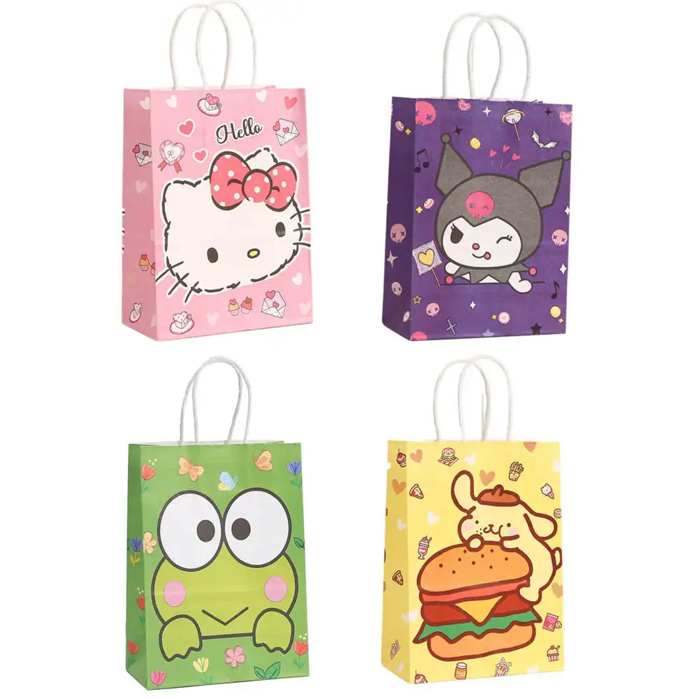 2/4/6/12/20pcs Sanrio Series Kuromi 21x15x8cm Kraft Paper Bag Anime Cartoon Print Children Party Supplies Candy Gift Bag Handbag