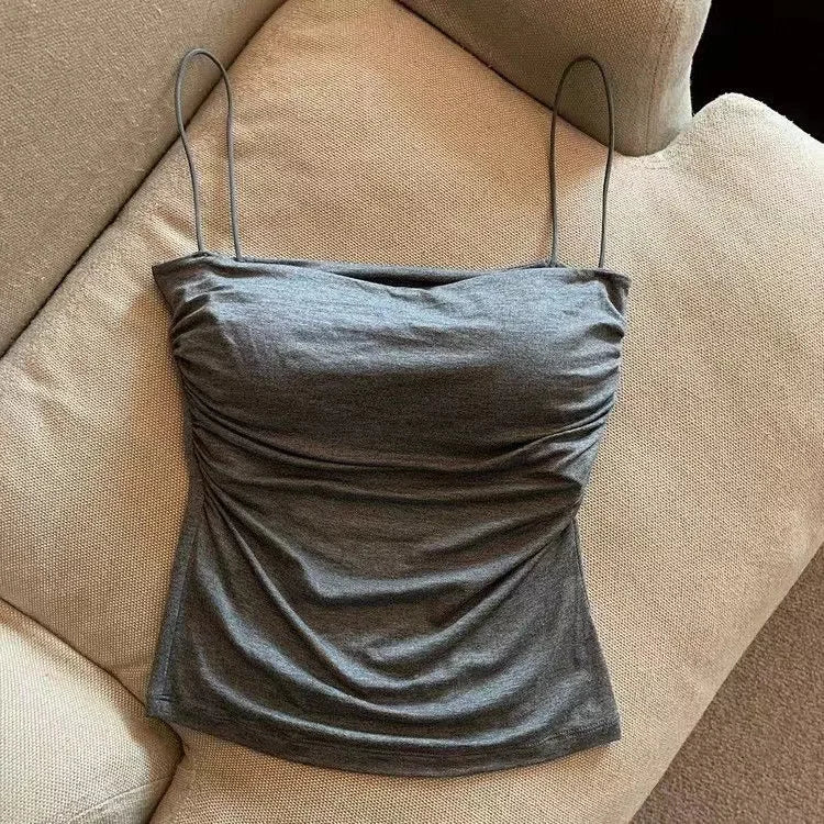 2024 Women Halter Top Summer Korean Style Trend Fashion Built in Women Bra Stretch Women Beach Everyday Casual Tank Top