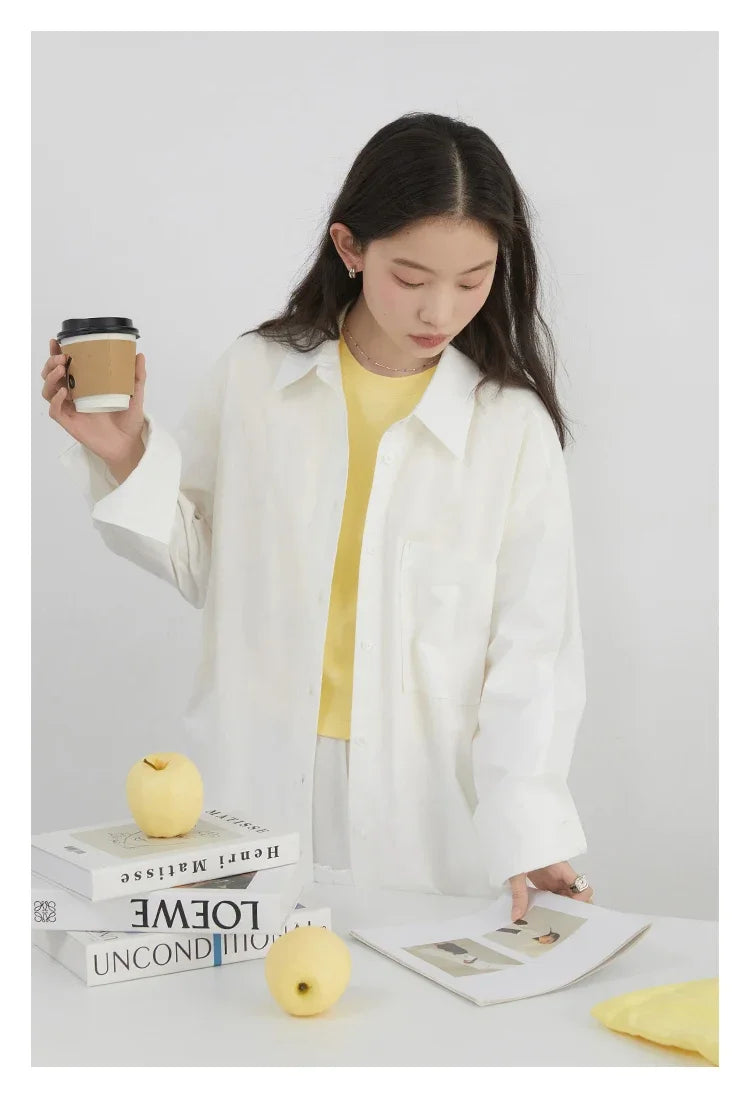 CHIC VEN Women Shirts Solid Long Sleeve Loose Single Breasted Female Blouses Woman Cotton Spring Summer 2025 Clothing