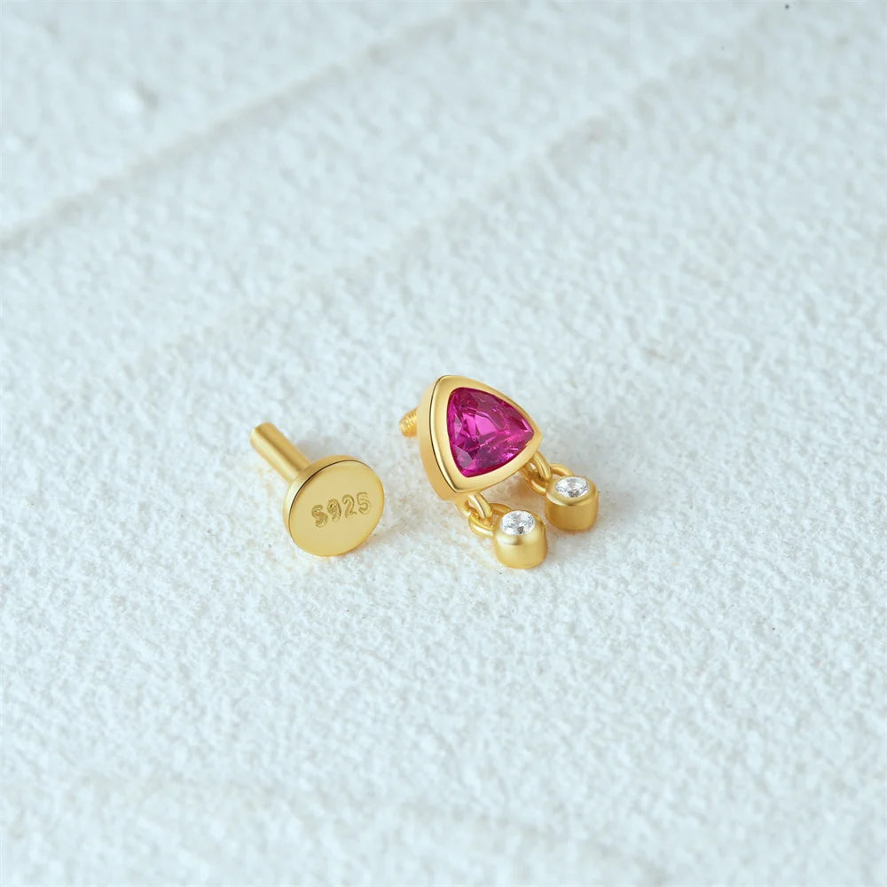 Aide 925 Sterling Silver 1pc Geometry Multi Piercing Stud Earrings For Women K Gold Simple Elegant Tassel Jewelry Gift Pendiente