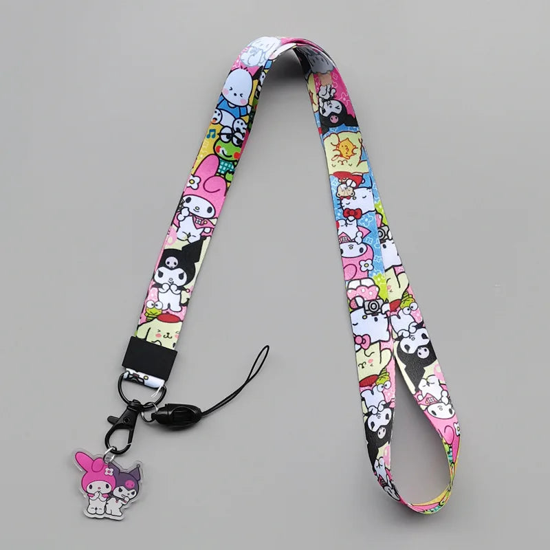 Cute Sanrio Characters Cosplay Accessories Cartoon Neck Strap Lanyard with Phone Strap and Card Holder